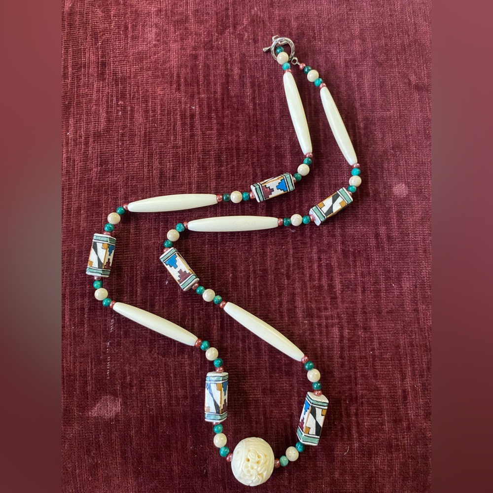 VINTAGE Southwestern Necklace with Carved pendant
